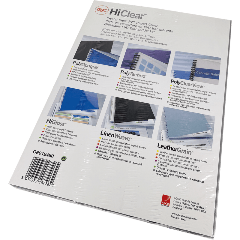 Load image into Gallery viewer, Branded HiClear PVC 240Micron Professional Cover Sheets (100) - CE012480
