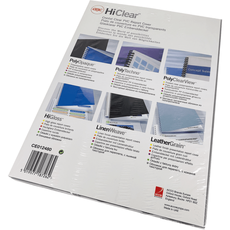 Load image into Gallery viewer, GBC HiClear PVC 240Micron Professional Cover Sheets (100) - CE012480