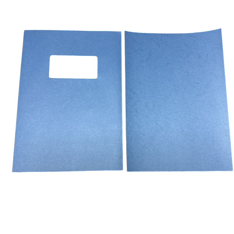 Load image into Gallery viewer, Mid-Blue Leathergrain A4 Binding Covers - Window Cut-Out (200)