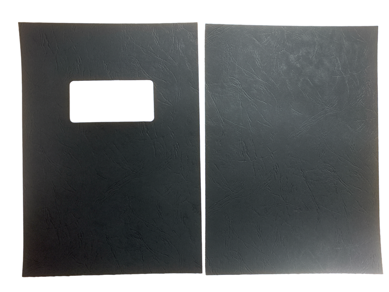 Load image into Gallery viewer, A4 Black Leathergrain Embossed Binding Covers Window Cut-out & Plain 230gsm (1000)