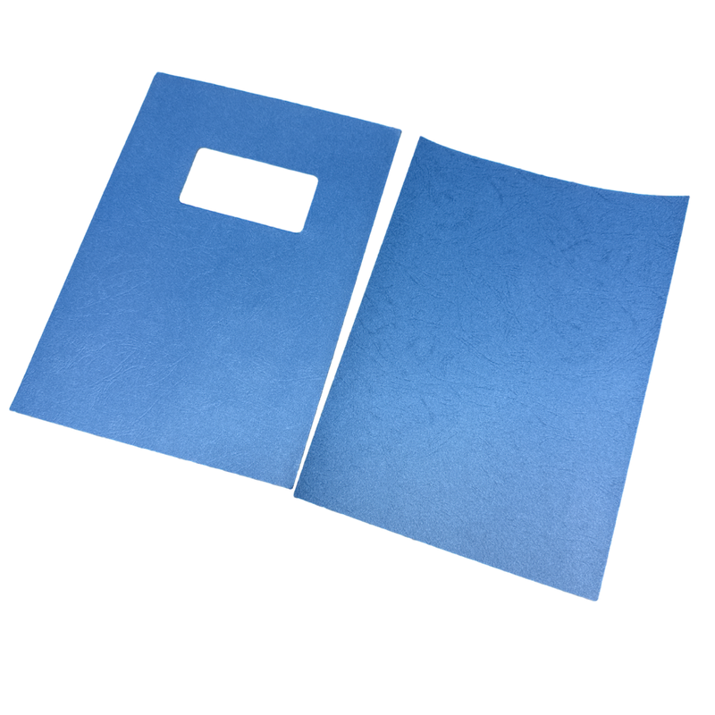 Load image into Gallery viewer, Mid-Blue Leathergrain A4 Binding Covers - Window Cut-Out (200)
