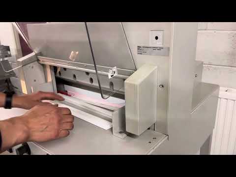 Load and play video in Gallery viewer, Pre-owned IDEAL 4850-95 Guillotine With Automatic Clamp & Electric Blade