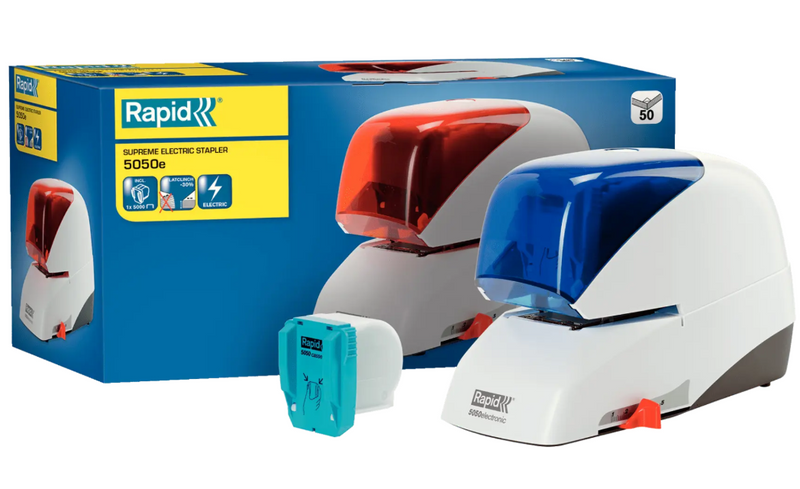 Load image into Gallery viewer, Rapid 5050e Electric Flat-Clinch Blue Stapler - Brand New In Box
