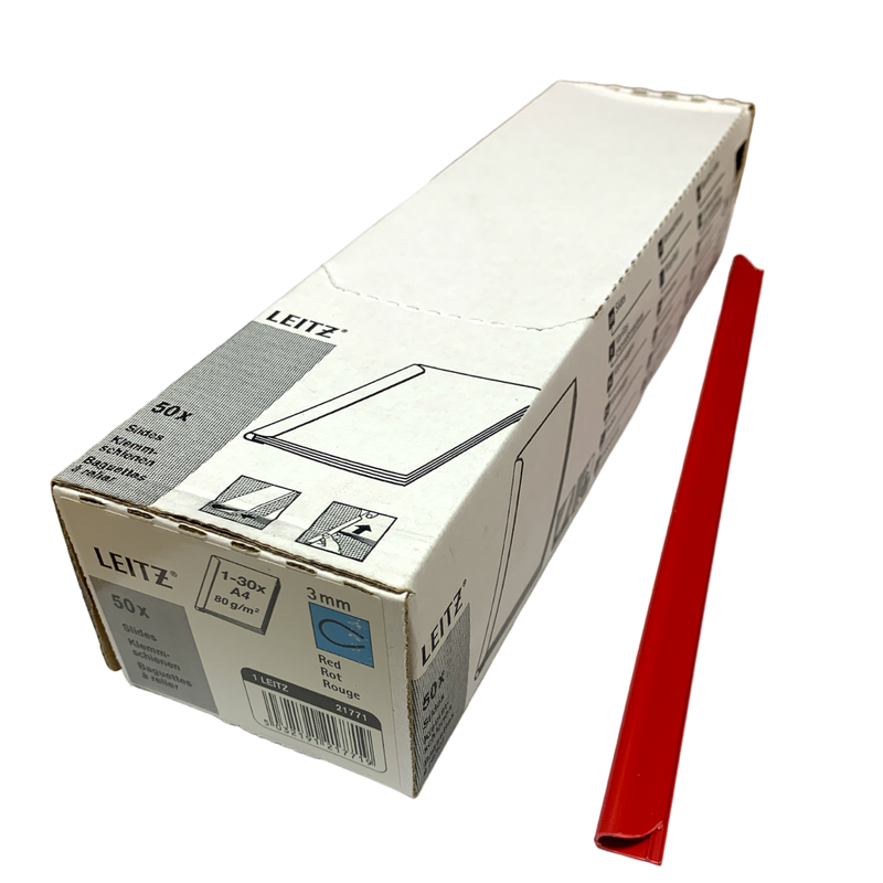 Load image into Gallery viewer, Leitz A4 3mm Red Slide Binders Curved-Back (50)