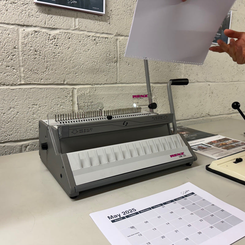 Load image into Gallery viewer, Renz SRW-360 Wire Binder & PCAL Thumbcut Punch Calendar Binding Package