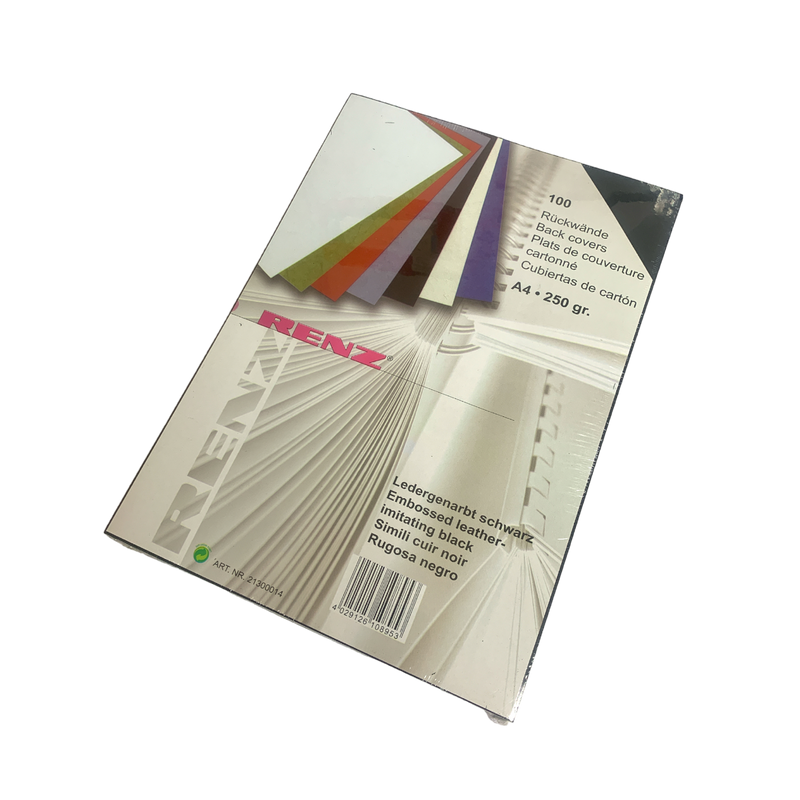 Load image into Gallery viewer, Renz A4 Black Leathergrain Embossed Binding Report Covers (100)