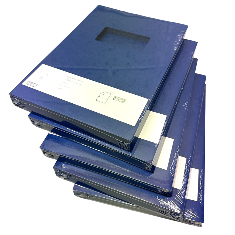 Load image into Gallery viewer, Royal-Blue Linen A4 Binding Covers - Window Cut-Out (500)
