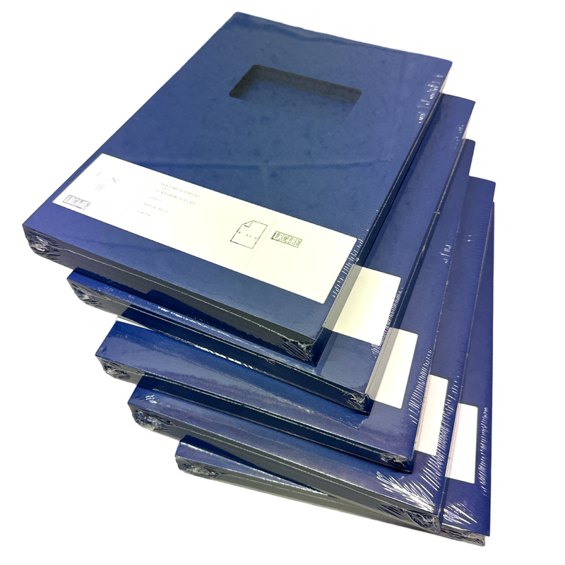 Load image into Gallery viewer, Royal-Blue Linen A4 Binding Covers - Window Cut-Out (500)