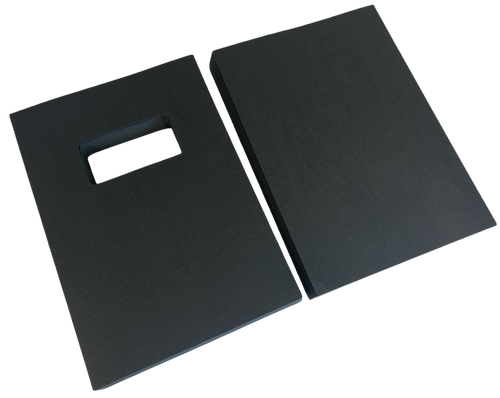 A4 Black Leathergrain Embossed Binding Covers Window Cut-out & Plain (200)