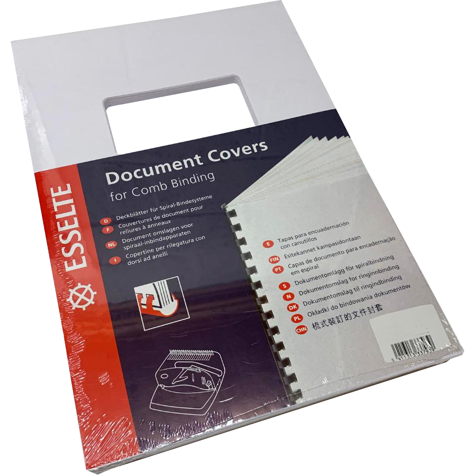 A4 White Leathergrain Binding Covers With Window CutOut (250 x window