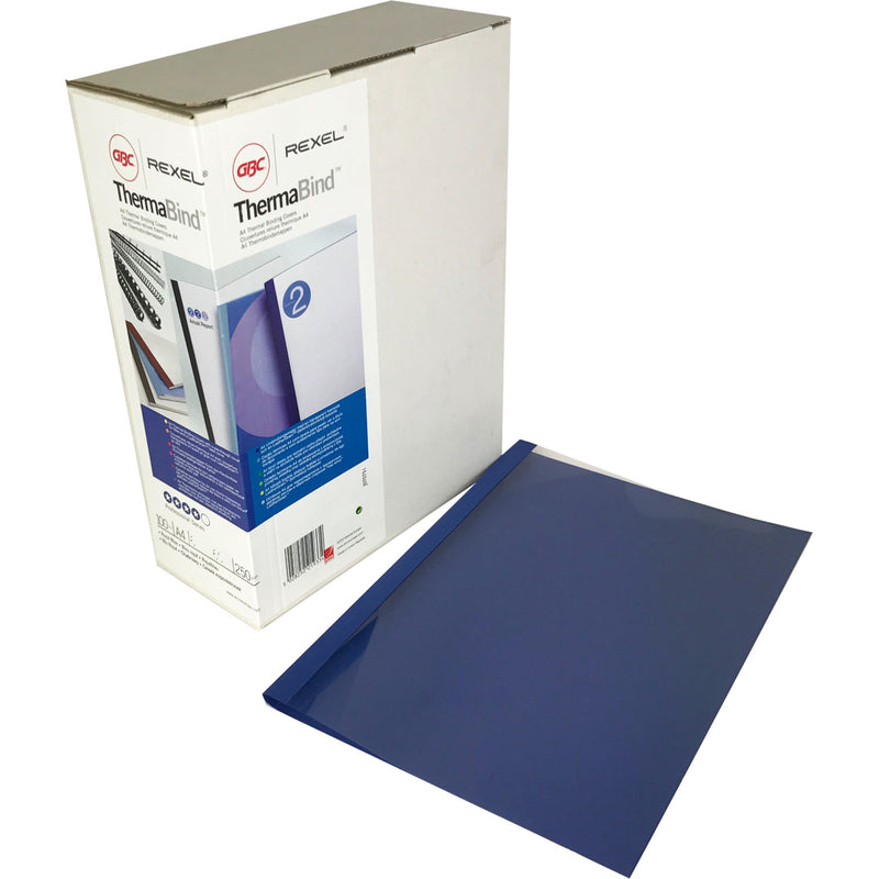 Load image into Gallery viewer, GBC 6mm Blue Leathergrain Thermal Binding Covers 451034U (100)
