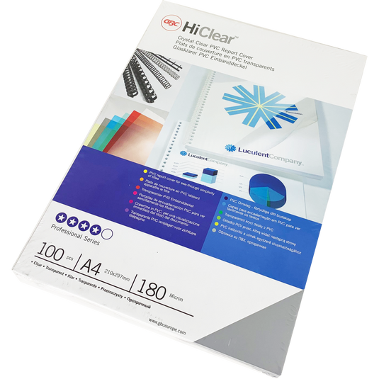 Branded HiClear PVC 180Micron Professional Cover Sheets (100)