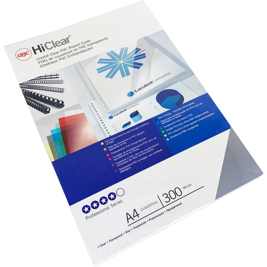 GBC HiClear PVC 300Micron Rigid Clear Binding Report Sheets (100) CE013080E