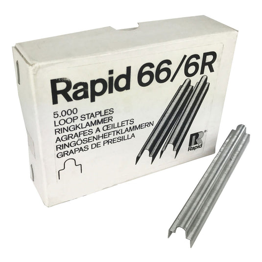 Rapid 66/6Ri Steel Loop Ring Staples (5,000)