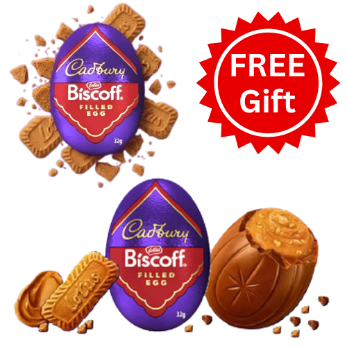 Cadbury Chocolate Biscoff Filled Eggs - Free Gift