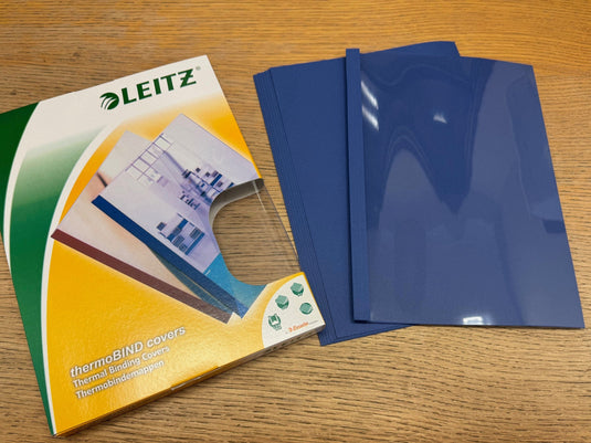 Leitz A4 Blue Leather Thermal Binding Covers 1.5mm Spine (100)