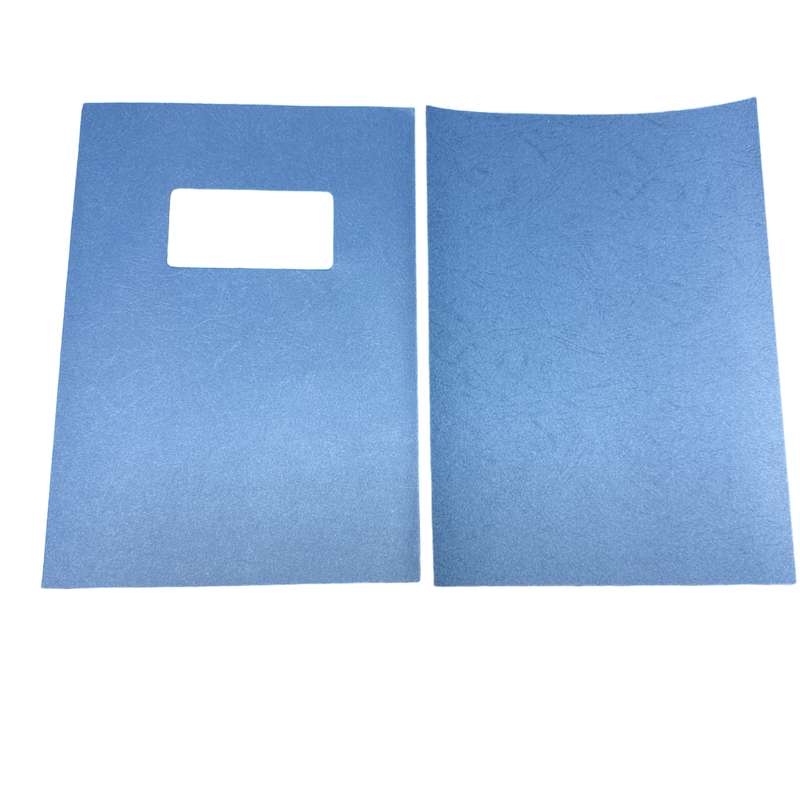 Load image into Gallery viewer, Mid-Blue Leathergrain A4 Binding Covers - Window Cut-Out (200)
