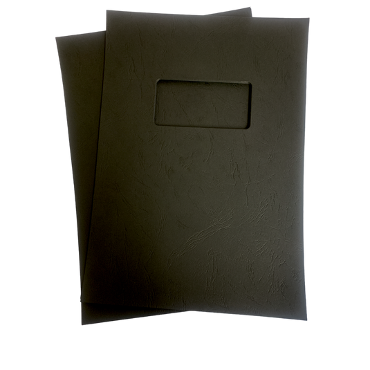 A4 Black 230gsm Leathergrain Binding Covers With Window Cut-out Fronts ...
