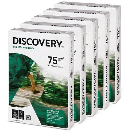 Discovery A4 White 75gsm Eco-efficient Copier Printing Paper (2,500 sheets)