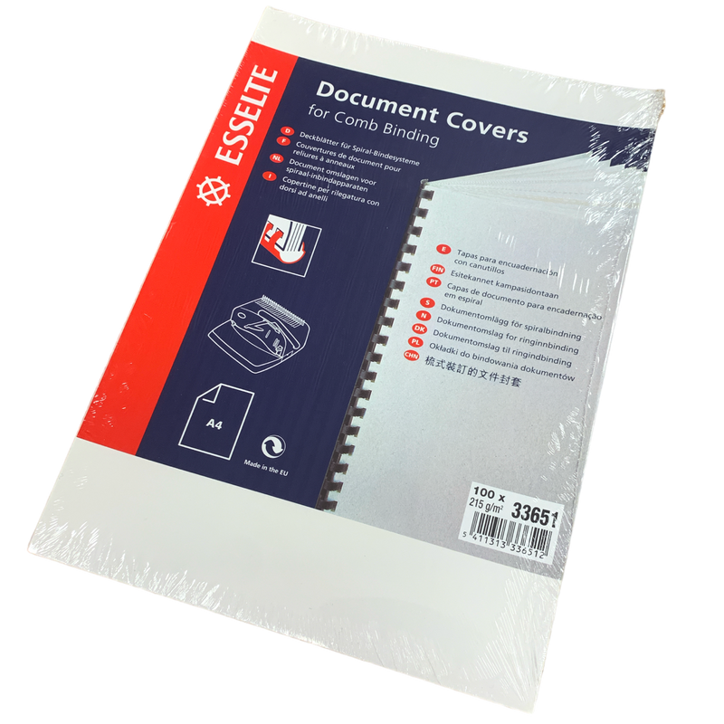Load image into Gallery viewer, Esselte A4 Gloss White Binding Covers 215gsm - Trade Pack 1000 Sheets
