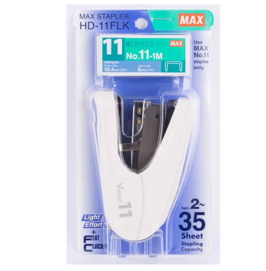 Max HD-10FL3 Flat Clinch Ergonomic Mini Stapler – Japan Made, Great For Stapling CB 2x2s