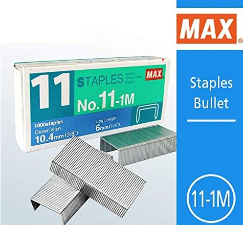 Max No. 11-1M Staples For Vaimo & BH-11F Pack of 10 Boxes (10,000)