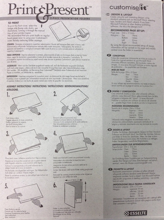 Print & Present A4 Presentation Print-Your-Own Folders Softone-White (100)