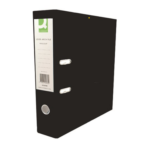 Q-Connect 70mm A4 Lever Arch File Polypropylene Black - KF20019 (Pack of 10)