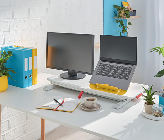 Leitz Ergo Cosy Standing & Sitting Adjustable Desk Converter With Sliding Tray - 65320085