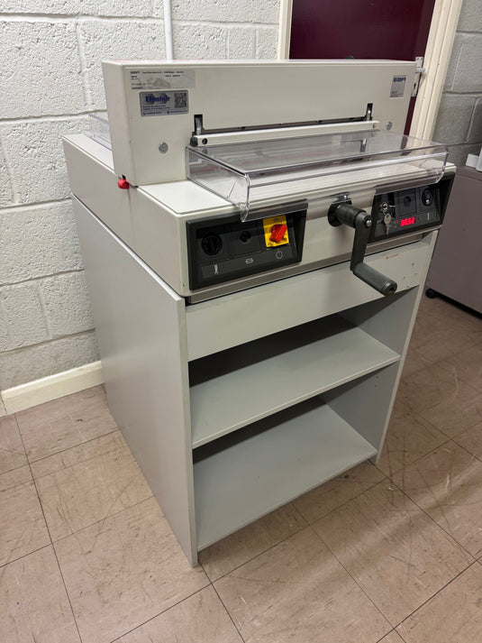 Used EBA 435 / IDEAL 4215 Electric Guillotine Including Floor-Cabinet Stand