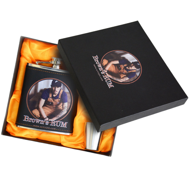 Load image into Gallery viewer, Uv printed box packaging and flask
