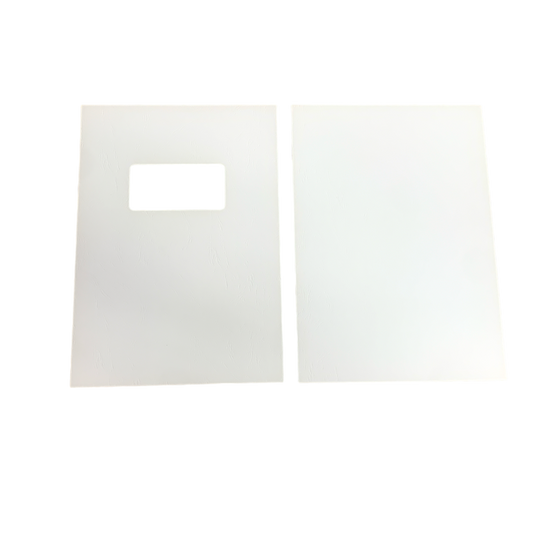 A4 White Leathergrain Binding Covers With Window Cut-Out & Plain 250gsm (500)