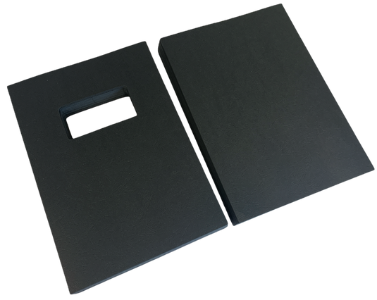 A4 Black Leathergrain Embossed Binding Covers Window Cut-out & Plain (500)