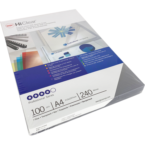 Branded HiClear PVC 240Micron Professional Cover Sheets (100)