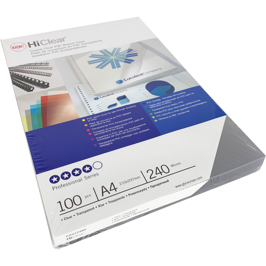 Branded HiClear PVC 240Micron Professional Cover Sheets (100) - CE012480