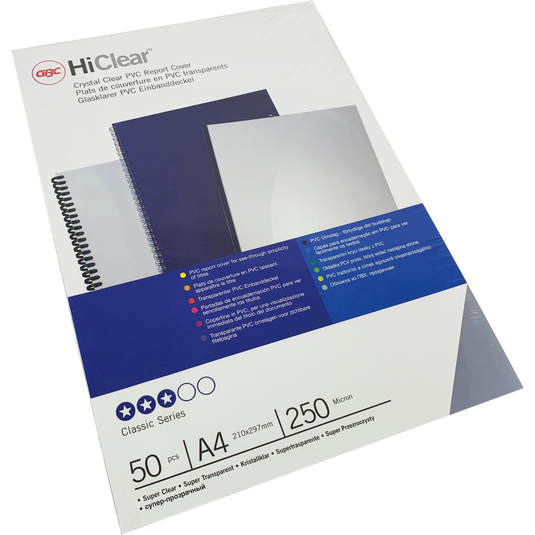 Branded GBC Super-Clear PVC 250Micron Clear Sheets (50) - 41606E