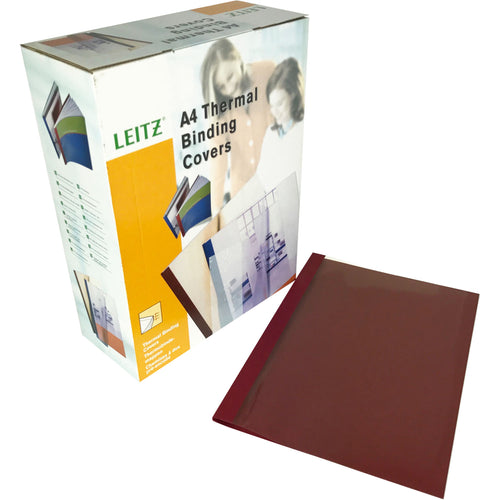 Leitz A4 Burgundy Leathergrain Thermal Binding Covers (100)